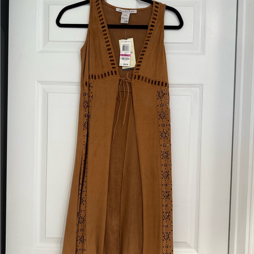 American Rag Tan Embroidered Maxi Dress